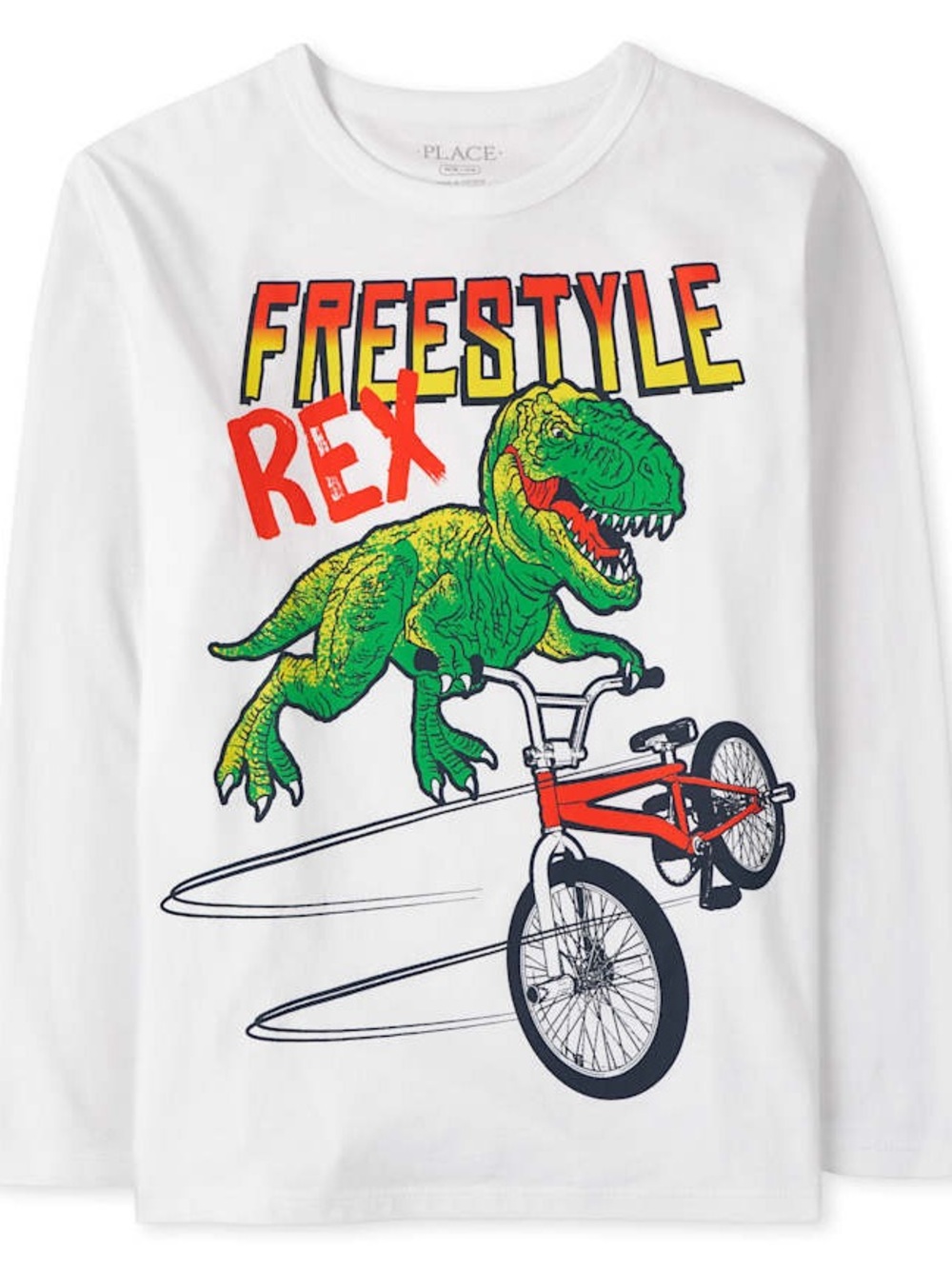 The Children's Place White Long-Sleeve 'Freestyle Rex' Graphic Tee size MD New